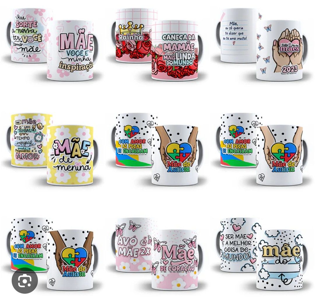 Coleção de canecas personalizadas